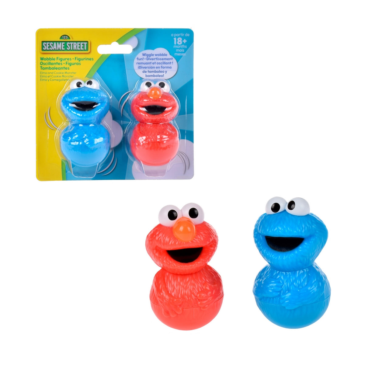 Pack 2 Figuras Involcables 8 Cm Plaza Sesamo - Elmo Y Comegalletas