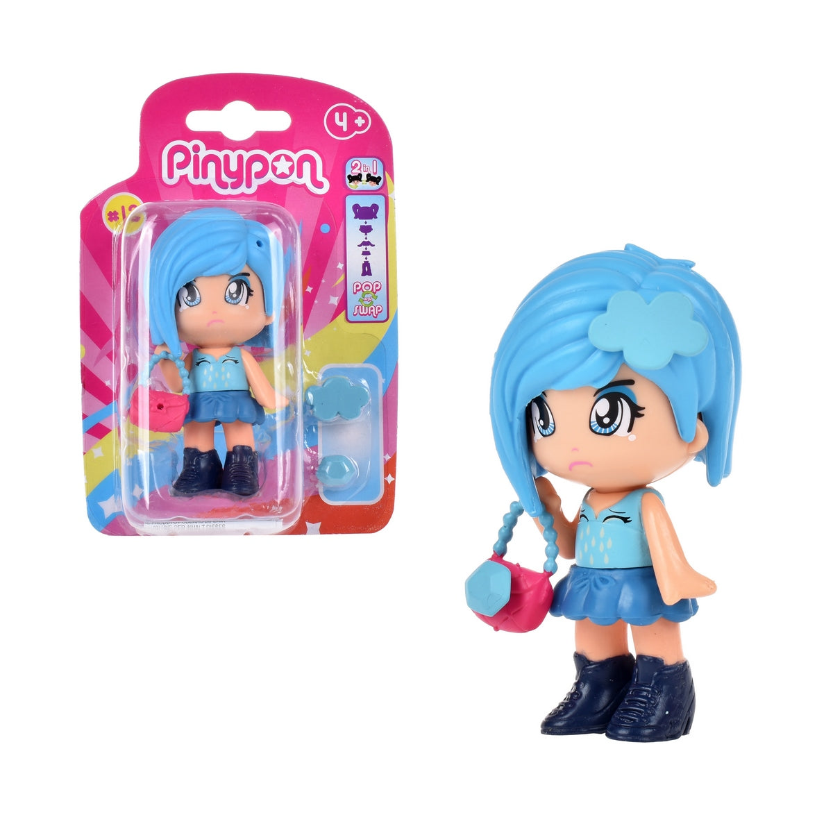 Muñeca Tematica Emocional Con Doble Cara Y Accesorios De Pinypon - Cabello Azul
