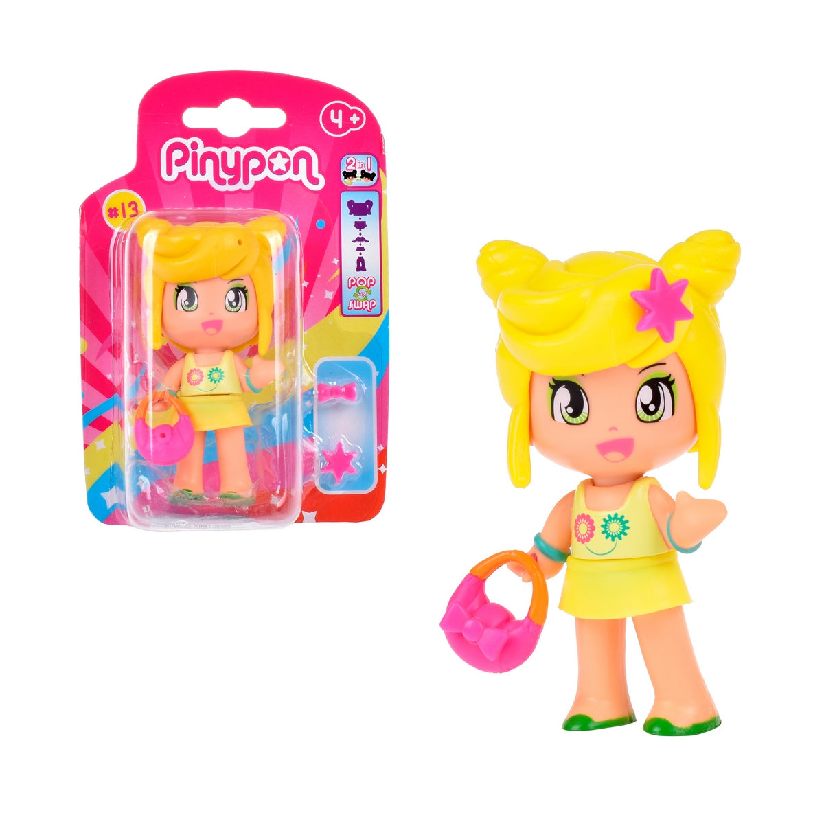 Muñeca Tematica Emocional Con Doble Cara Y Accesorios De Pinypon - Cabello Amarillo