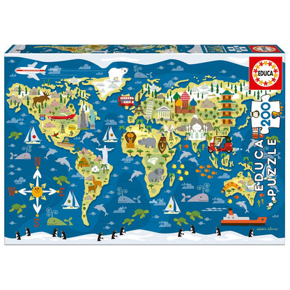 Puzzle 200 Piezas Mapa Del Mundo Educa