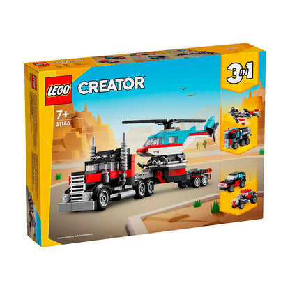Camión Plataforma Con Helicóptero Lego Creator