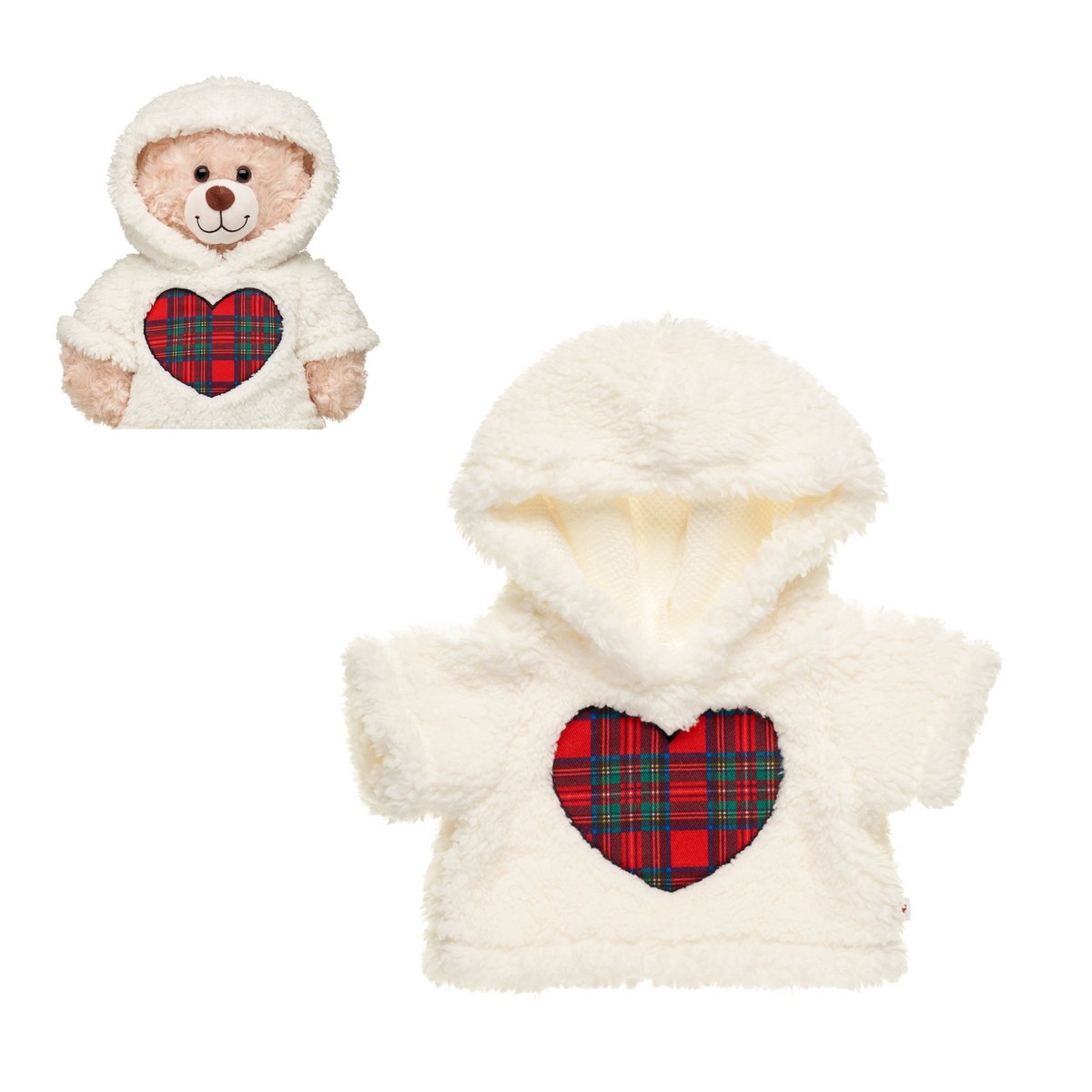Poleron Blanco Piel Corazon Escoses Build-A-Bear