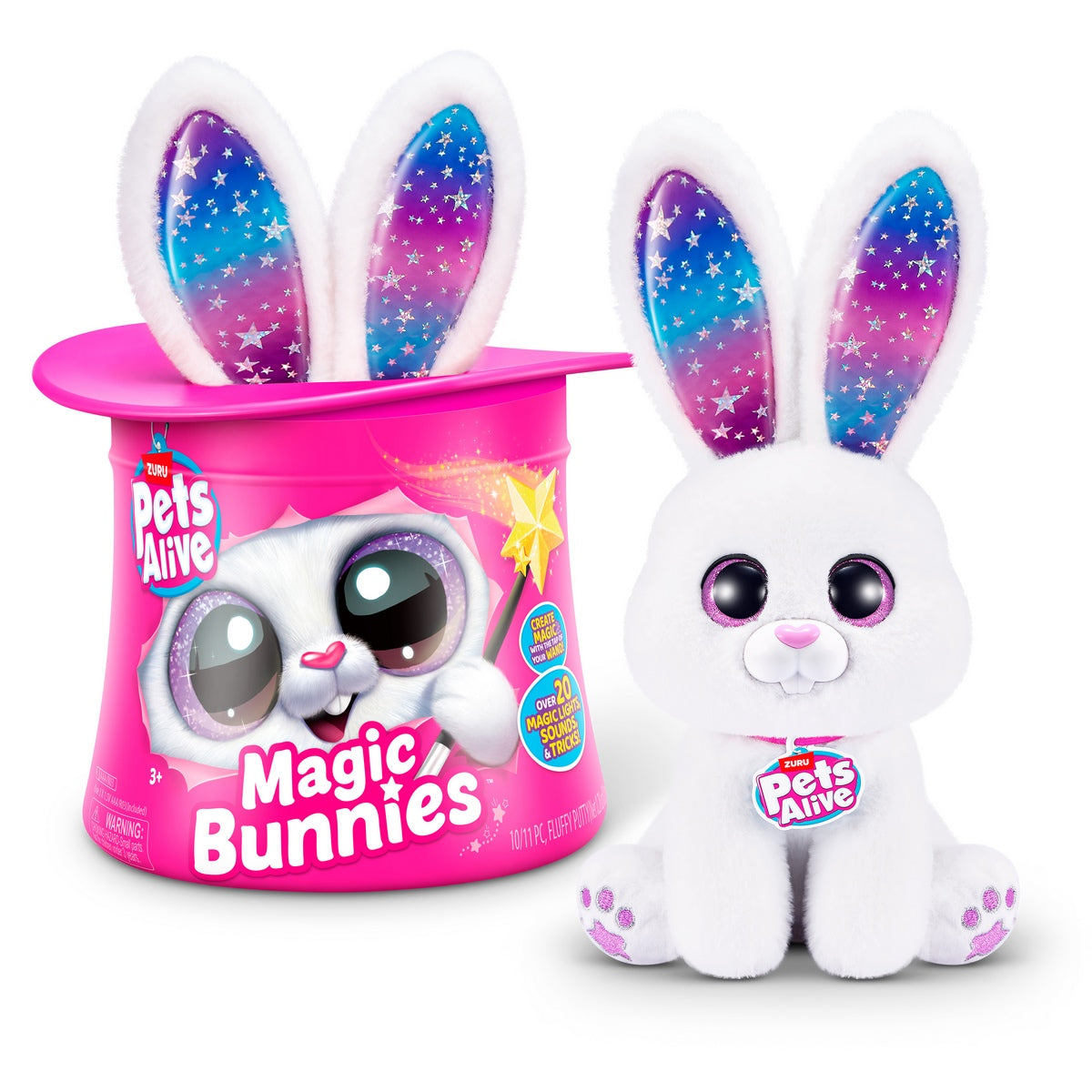 Peluche Conejo En Sombrero De Copa Pets Alive Zuru - Blanco