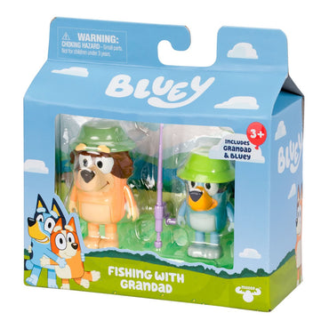 Bluey Pack 2 Figuras Personajes - Pescando Con El Abuelo