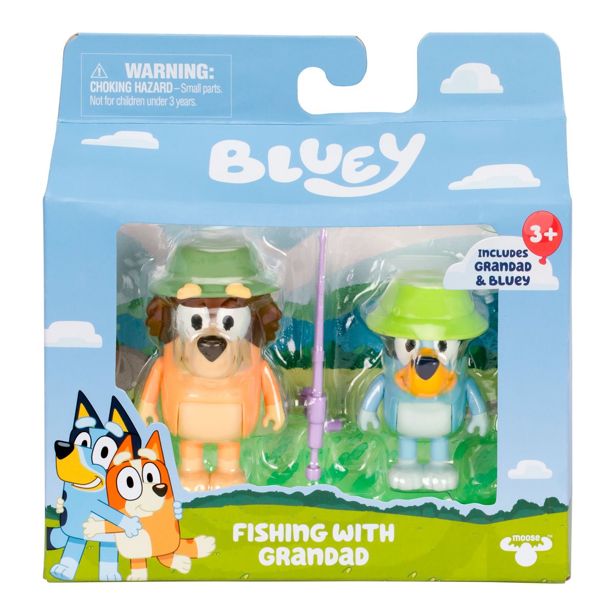 Bluey Pack 2 Figuras Personajes - Pescando Con El Abuelo