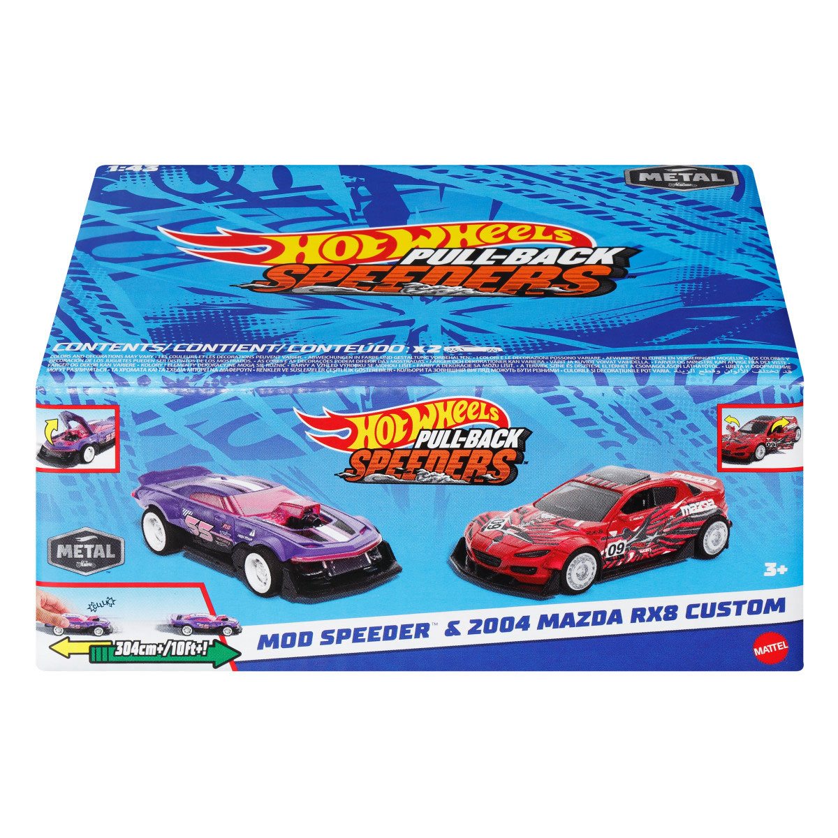 Hot Wheels Paquete De 2 Autos De Friccion Sorpresa - Mod Speeder Y 2004 Mazda Rx8 Custom