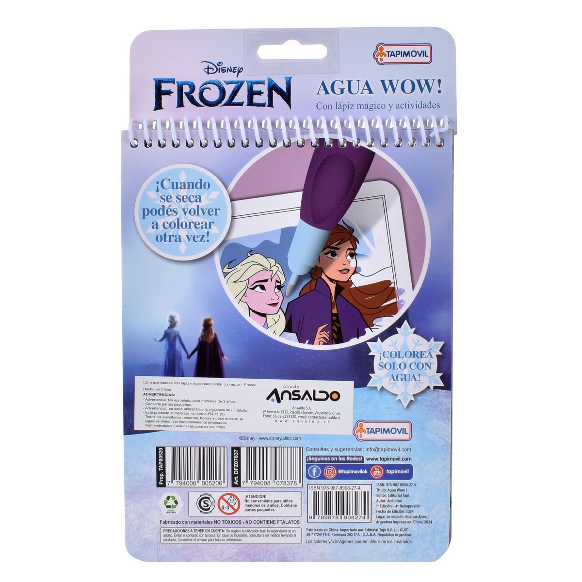 Libro Actividades Con Lapiz Magico Para Pintar Con Agua - Frozen