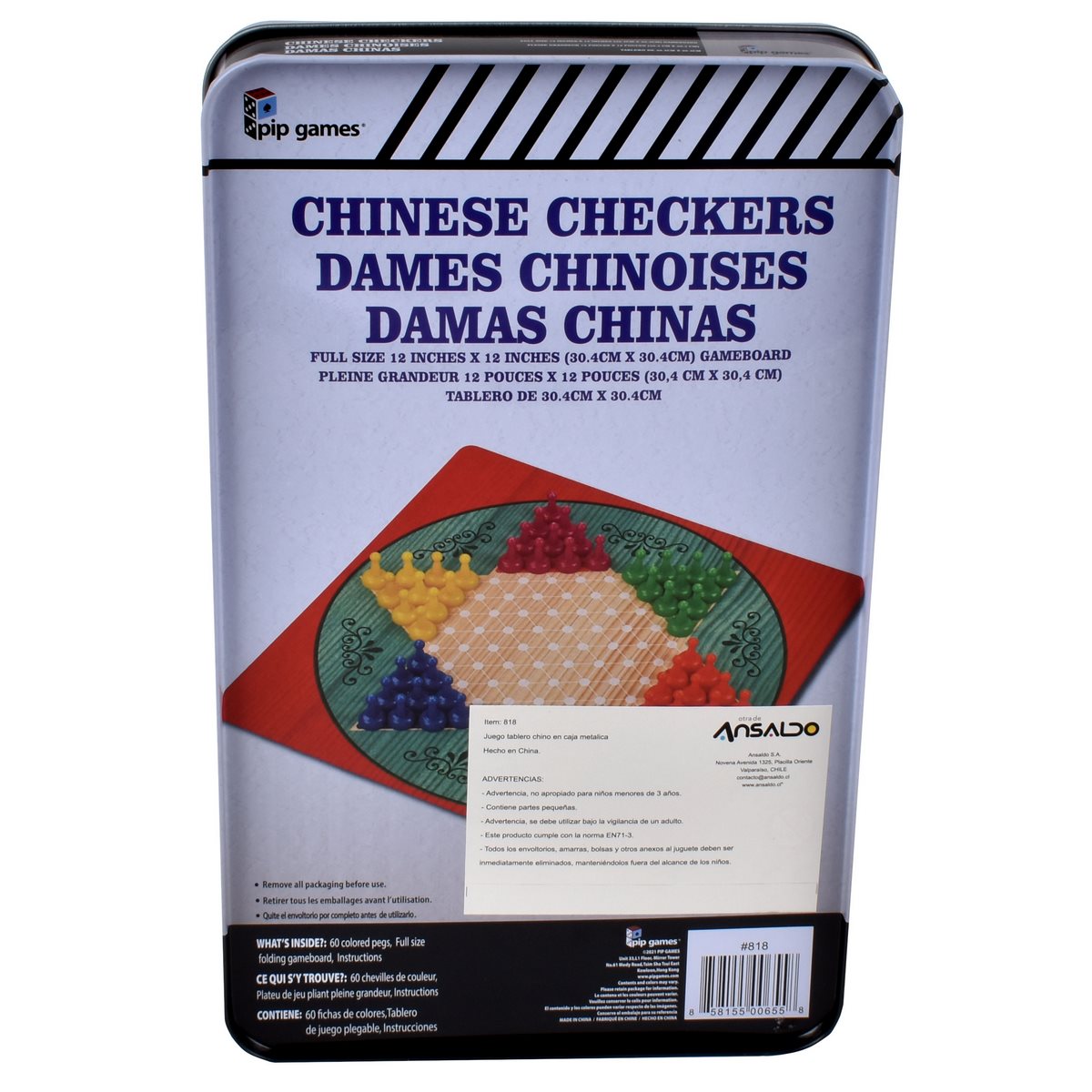 Juego De Mesa Tablero Chino En Caja Metálica