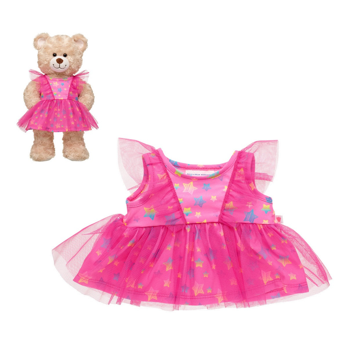 Vestido Fucsia Tul Con Estrellas Build-A-Bear Categoría: Ropa Build-a-Bear Tipo producto:  Accesorios para muñecas y muñecos de acción
