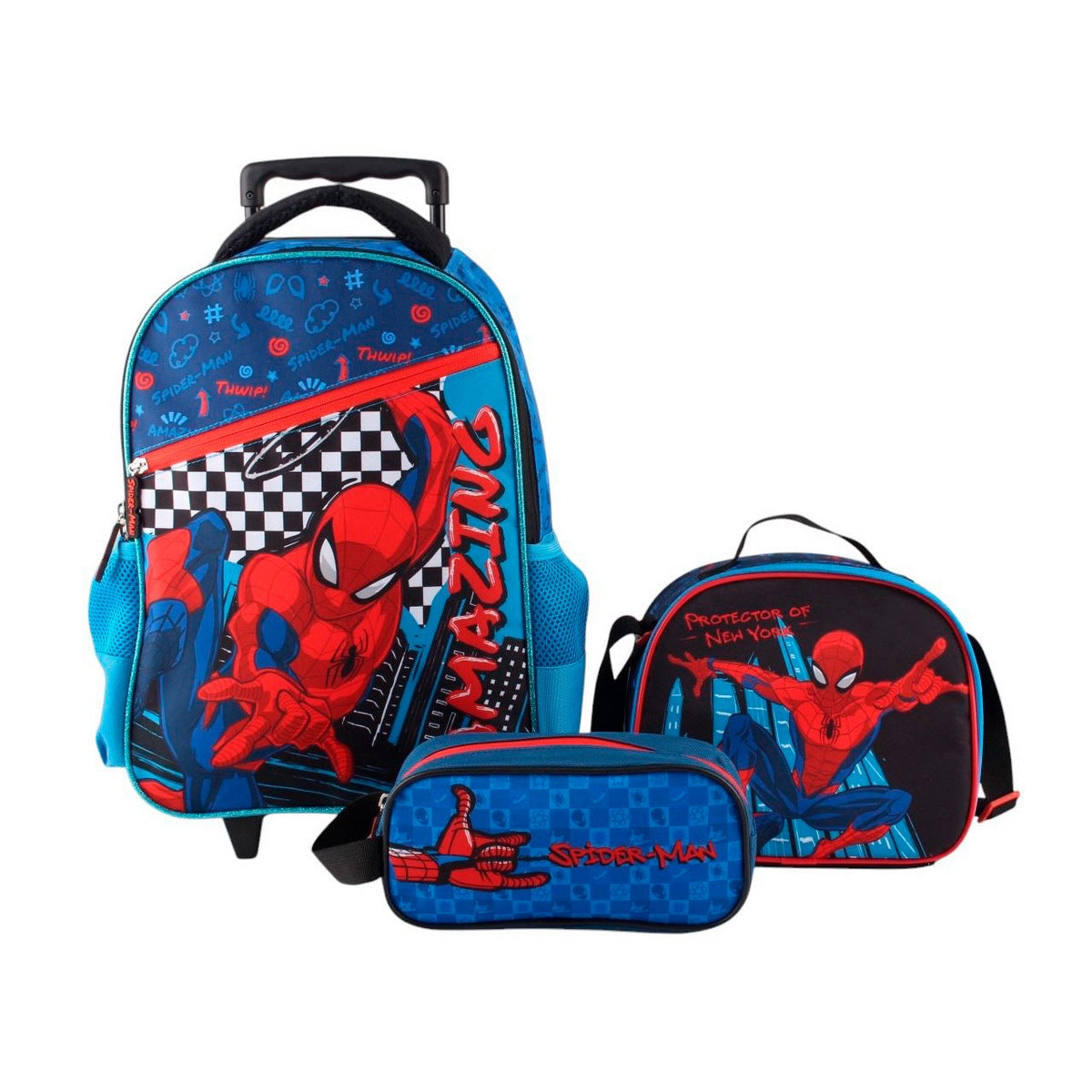 Set Promo Bts Con Ruedas 3 Piezas Spiderman