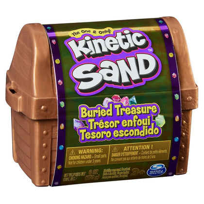 Cofre del Tesoro Kinetic Sand - 170 g de Arena Mágica con Monedas y Herramienta Sorpresa