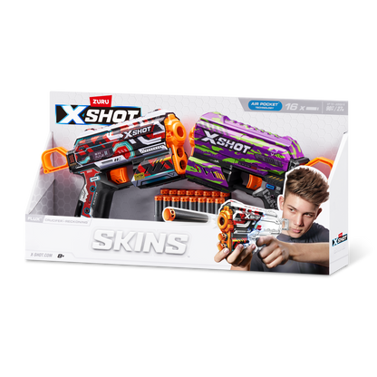 Pack 2 Lanza Dardos Flux Skins Con 16 Dardos X-Shot