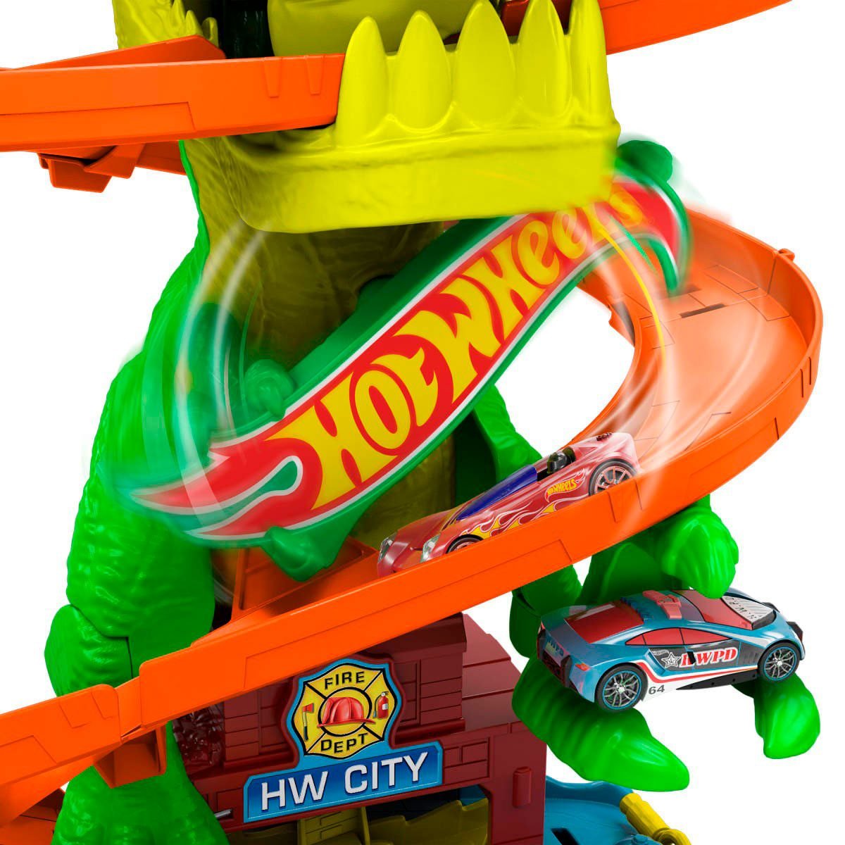 Hot Wheels City T-Rex Vs Estación De Bomberos