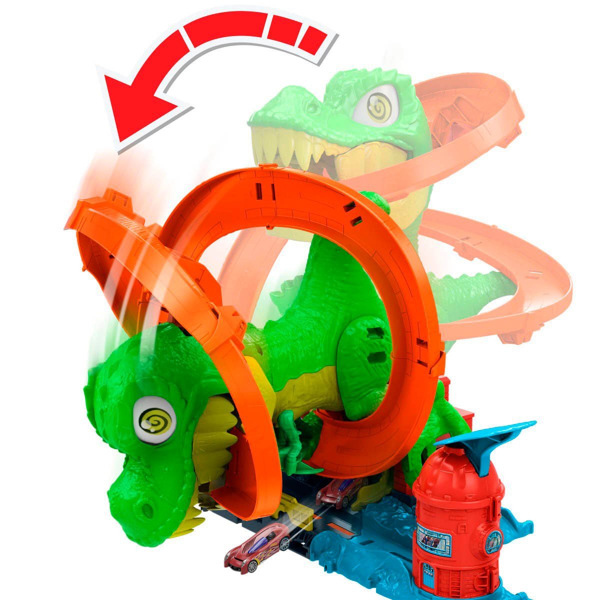 Hot Wheels City T-Rex Vs Estación De Bomberos