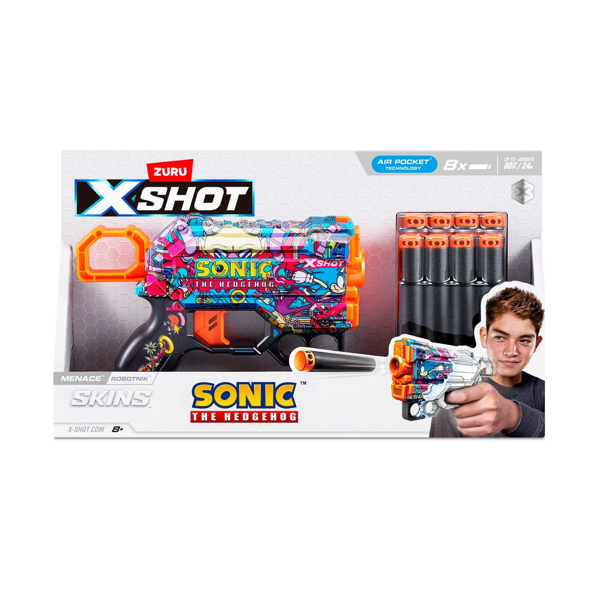 Lanza Dardos Skin Menace Sonic Con 8 Dardos X-Shot - Robotnik