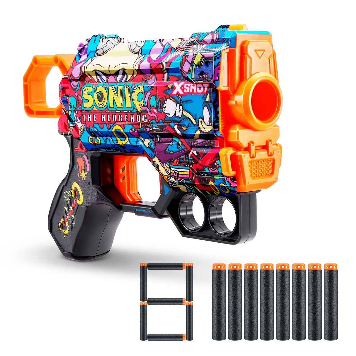 Lanza Dardos Skin Menace Sonic Con 8 Dardos X-Shot - Robotnik