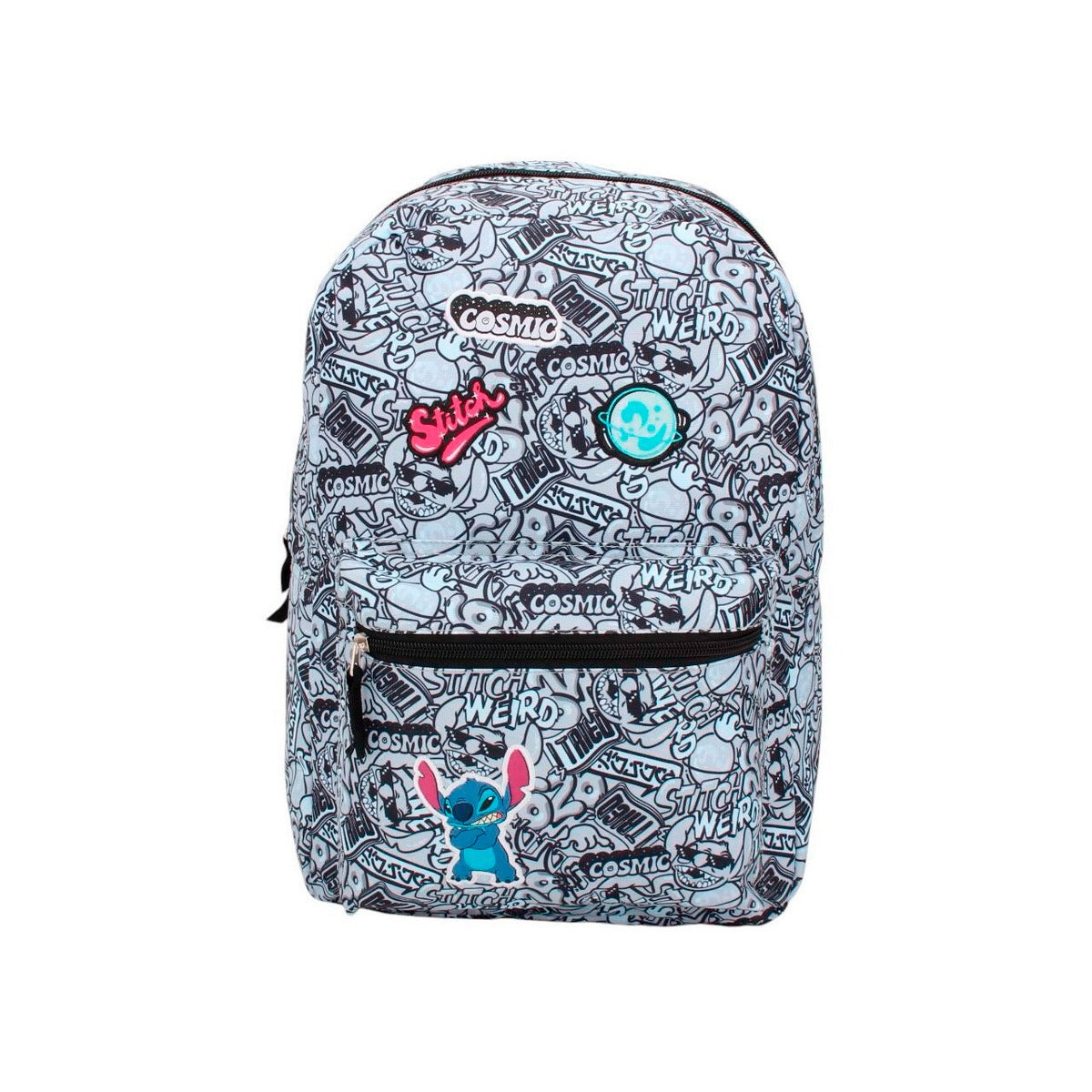 Mochila Juvenil Stitch Parches - Gris