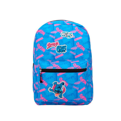 Mochila Juvenil Stitch Parches - Celeste