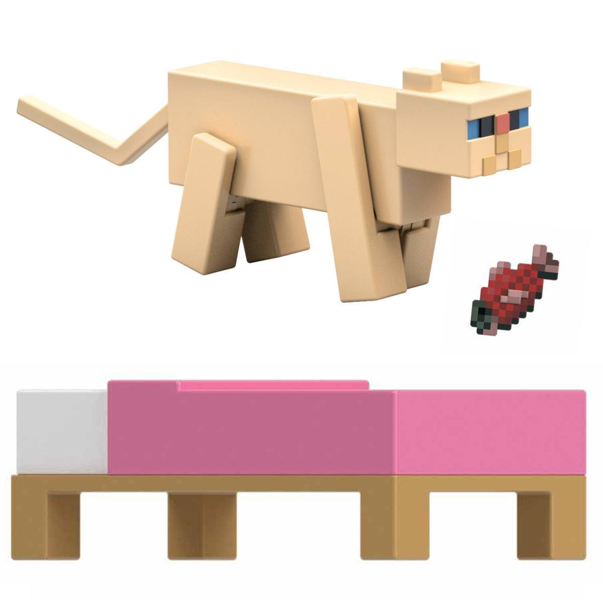 Minecraft Core Figura De 8Cm Con Crafting  Mattel - Gato Persa