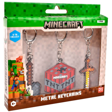 Pack De 3 Figuras Llavero Metalico Minecraft - Tnt
