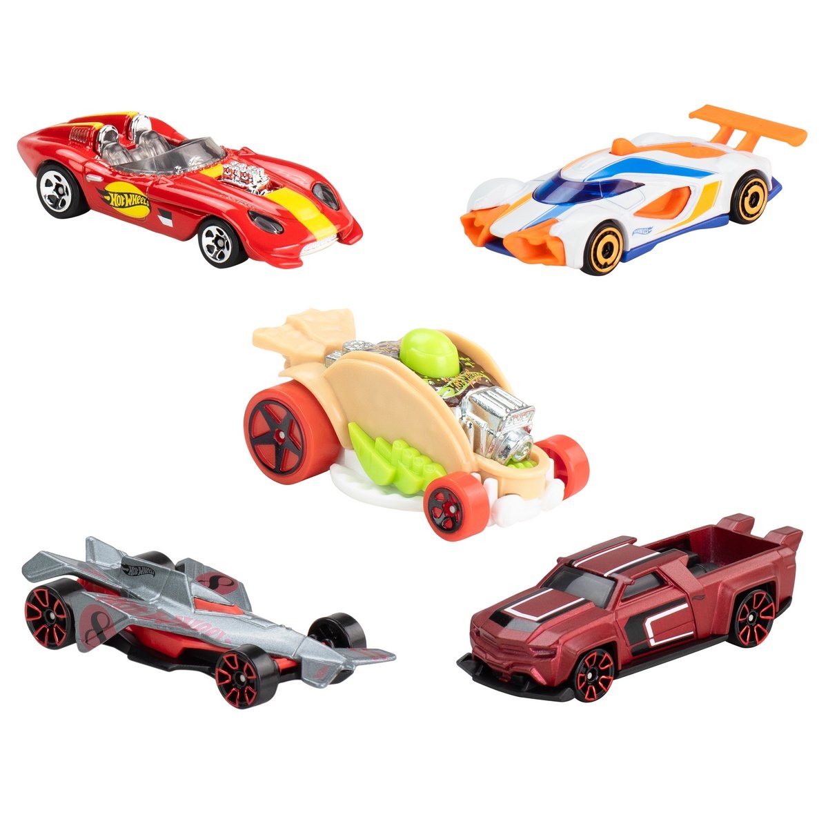 Pack 5 Autos Basicos Hotwheels - Hw Let's Race