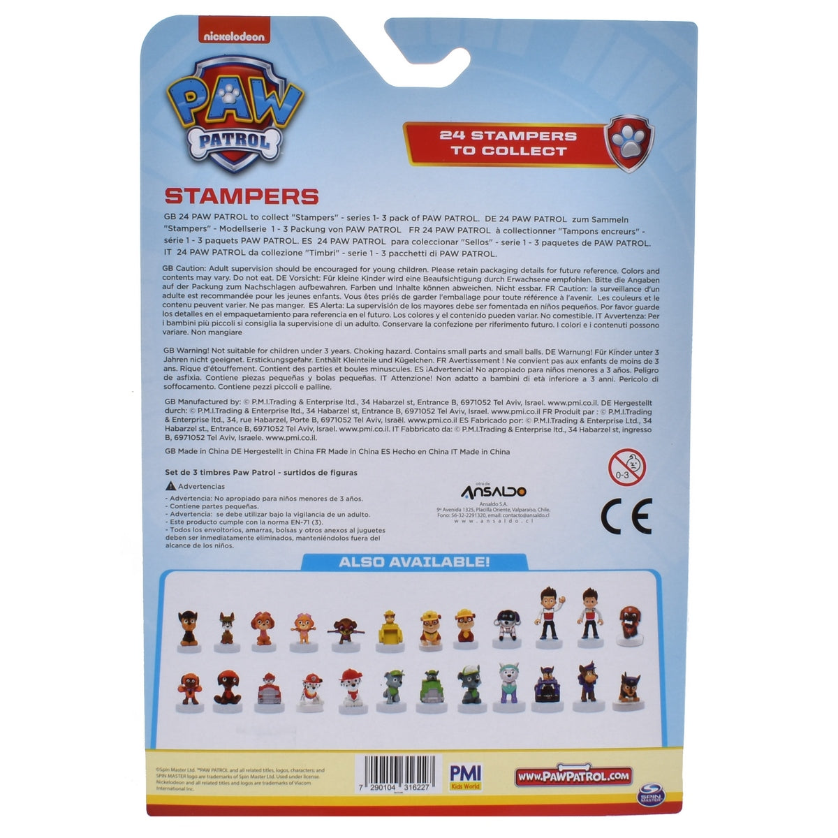 Set De 3 Timbres Paw Patrol - Rocky Uniformado