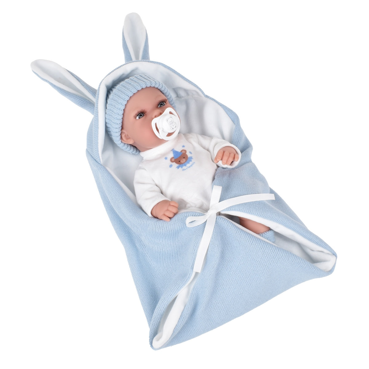 Muñeca Elegance Natal Azul Con Saco De Dormir 30 Cm Arias