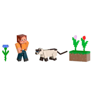 Minecraft Core Figura De 8Cm Con Crafting 2-Pack - Ari Merodeadora De Praderas