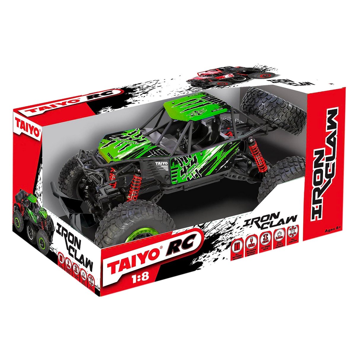 Buggy Radio Controlado Iron Claw 4Wd Escala 1:8 Con Batería Litio Taiyo Verde