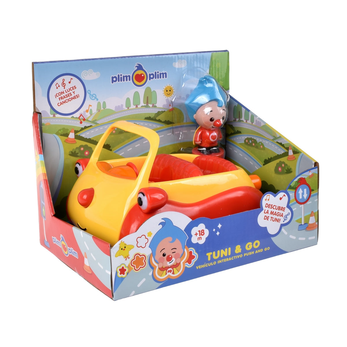 Vehículo 25 Cm Push And Go Con Figura Removible Y Música Plim Plim