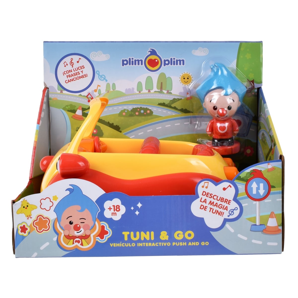 Vehículo 25 Cm Push And Go Con Figura Removible Y Música Plim Plim