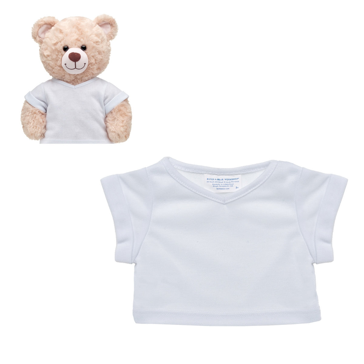 Polera Blanca Cuello V Build-A-Bear