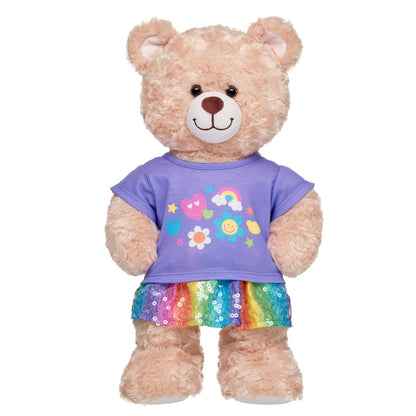 Set Falda Polera Flores Arcoíris Build-a-Bear