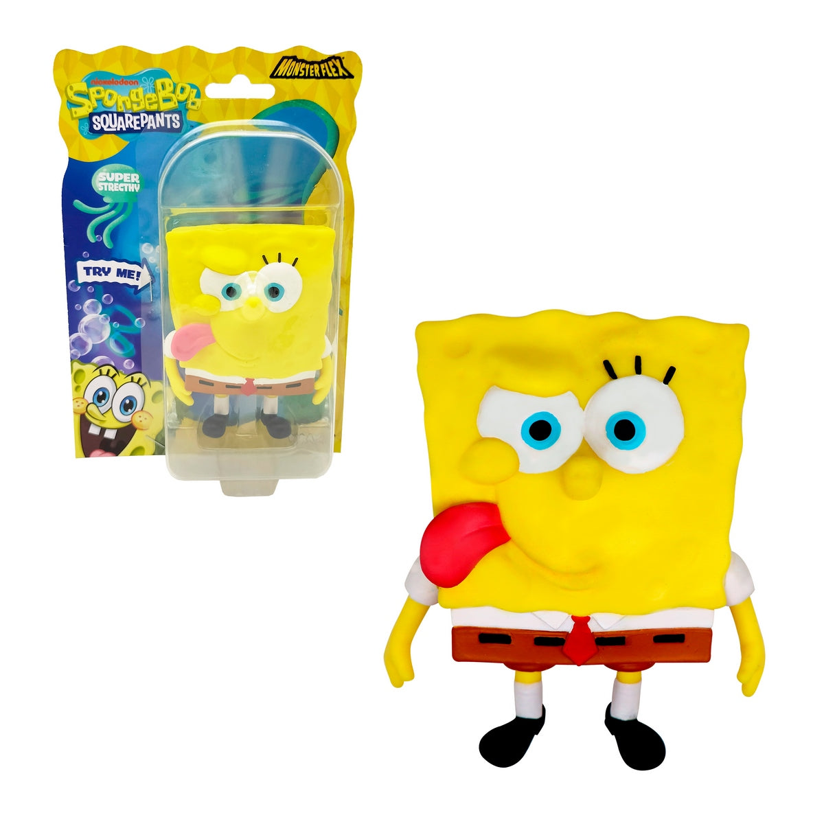 Figura Stretch De Goma De 11 A 15 Cm Que Se Estira Bob Esponja - Bob Esponja Lengua Afuera