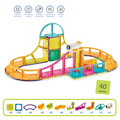 Pista Magnetica 40 Piezas Magnetic Paradise