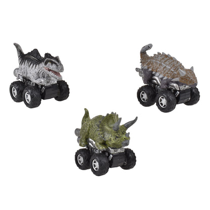 Pack 3 Dinosaurios Vehiculo Pullback Jurassic - Triceratops, Gigantosaurus Y Ankylosaurus