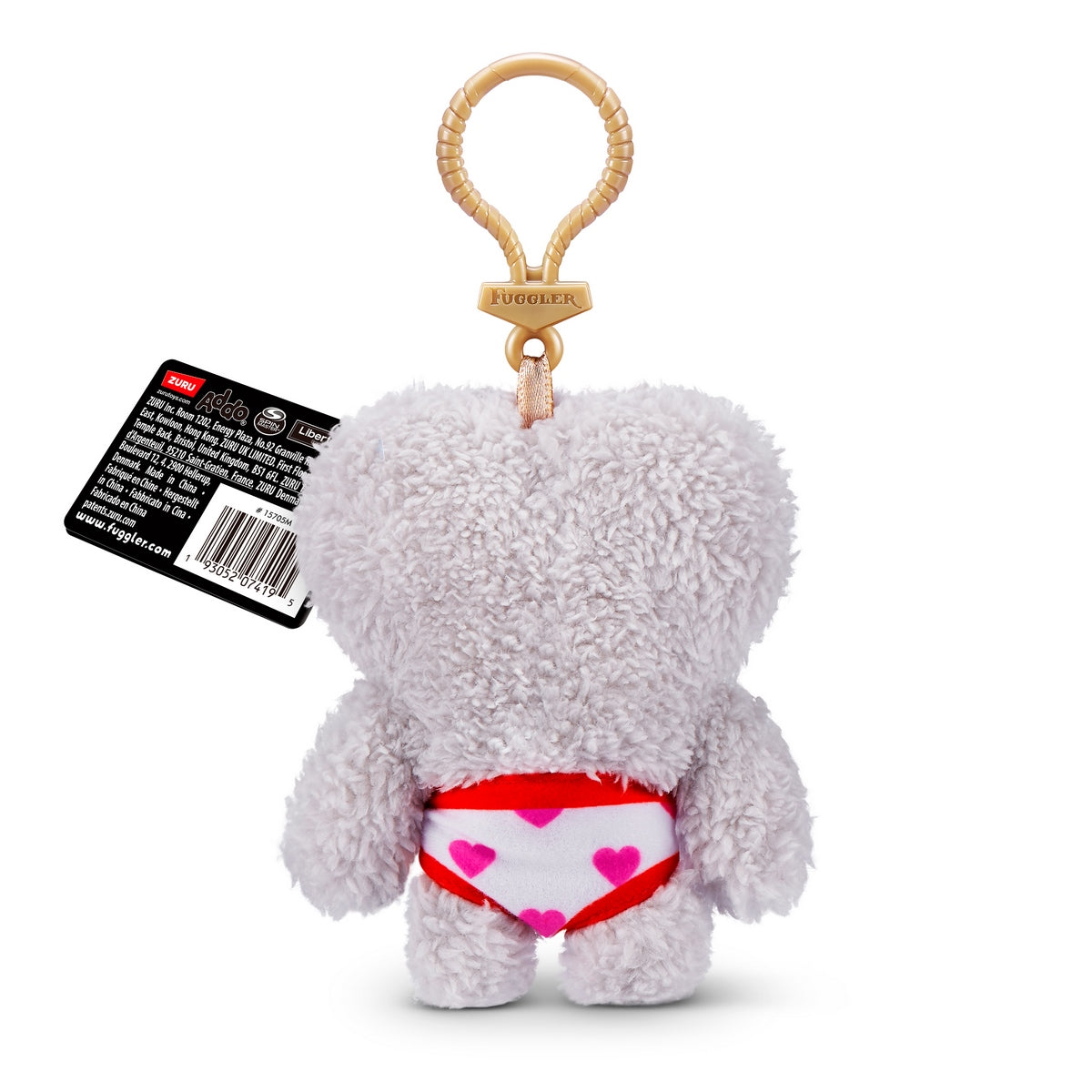 Peluche Llavero Fugglers De 13 Cms De Zuru - Gris
