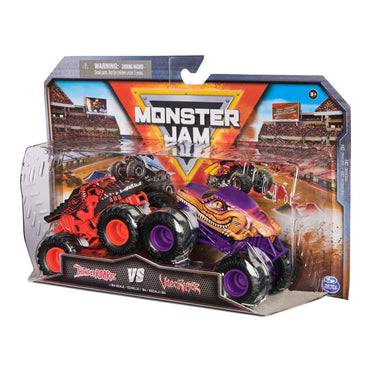 Monster Jam Vehiculos 1:64 Pack 2 - Thunder Roarus V/S Velociraptor