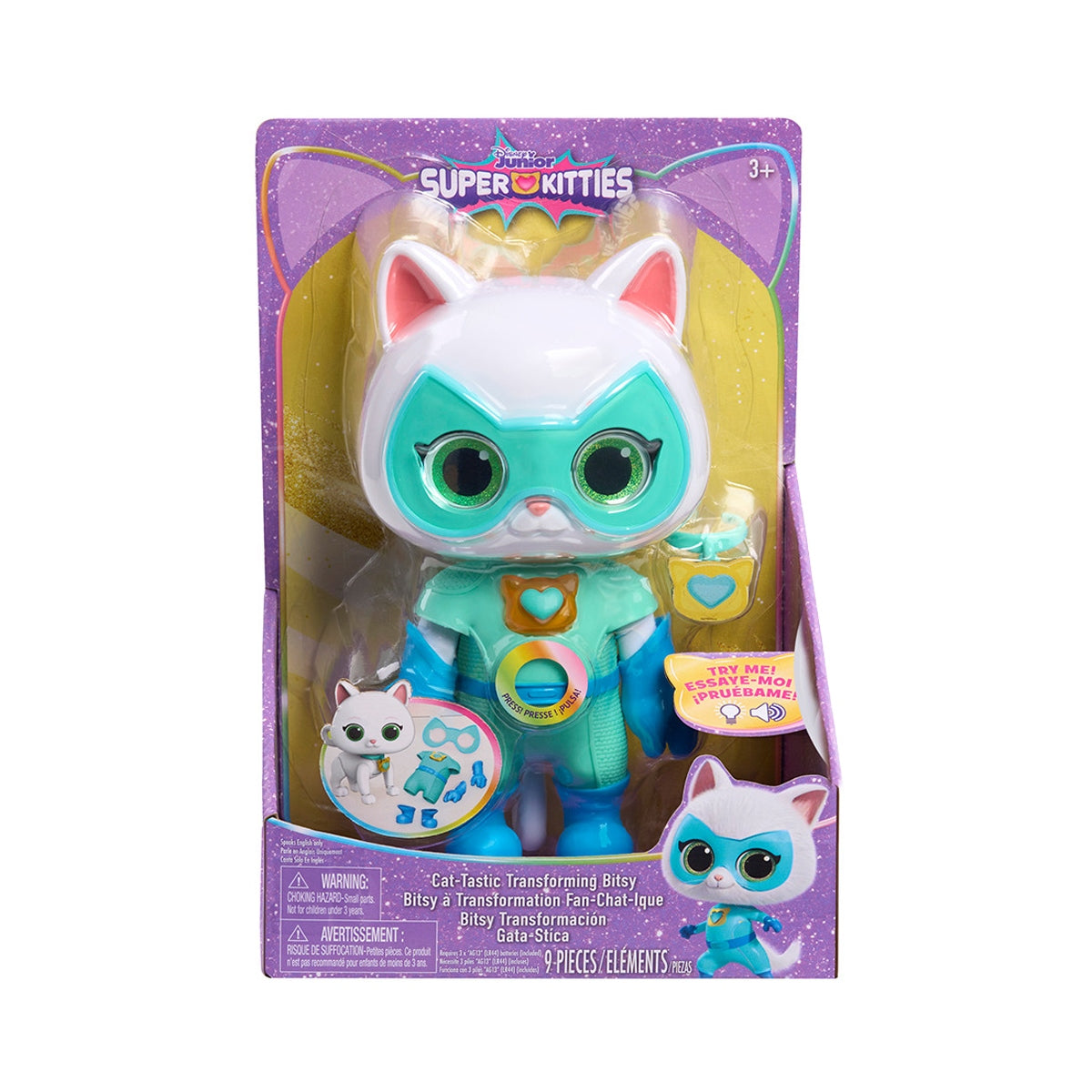 Super Kitties Cat Tastic 22 cm Figura Transformable Sonidos y Luces Bitsy Gatástica