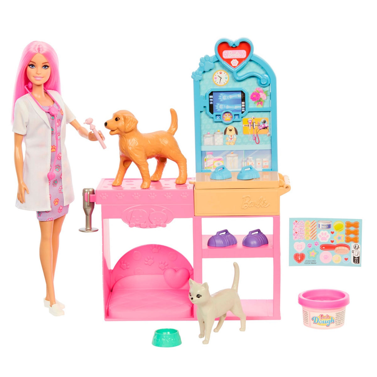 Barbie Profesiones Set Veterinaria Con Mascotas Y Accesorios