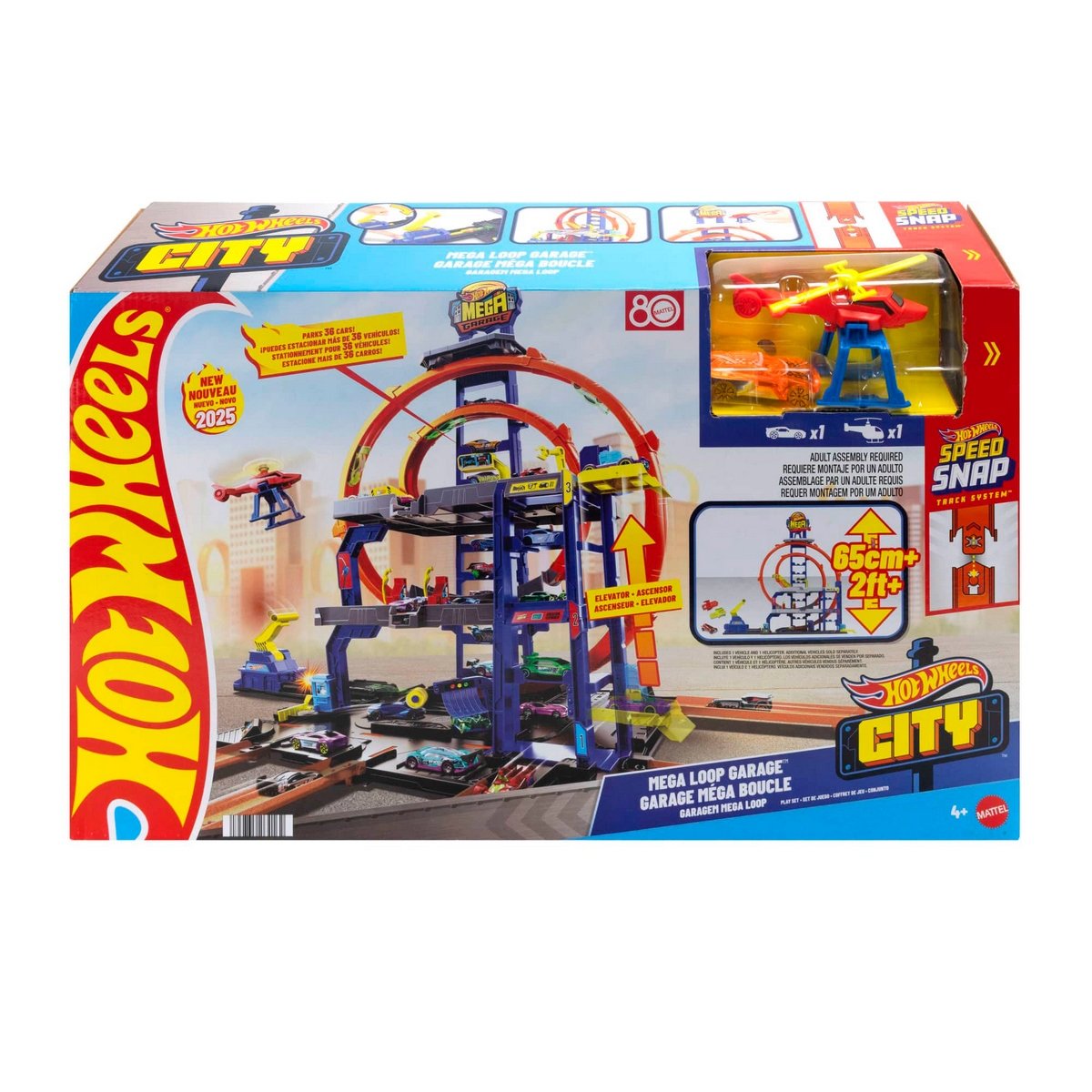 Hot Wheels Mega Garage Con Elevador Y Helicóptero