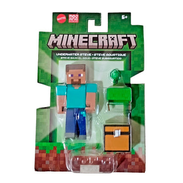 Minecraft Core Figura De 8Cm Con Crafting - Steve Bajo El Agua