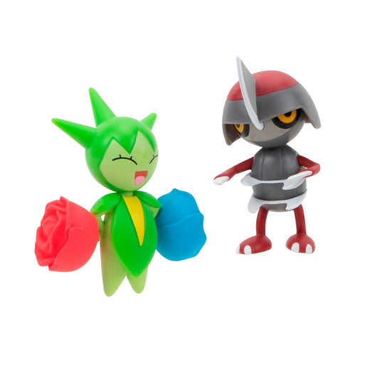 Set 2 Figuras De 5 Cm. Pokemon - Roselia + Pawniard