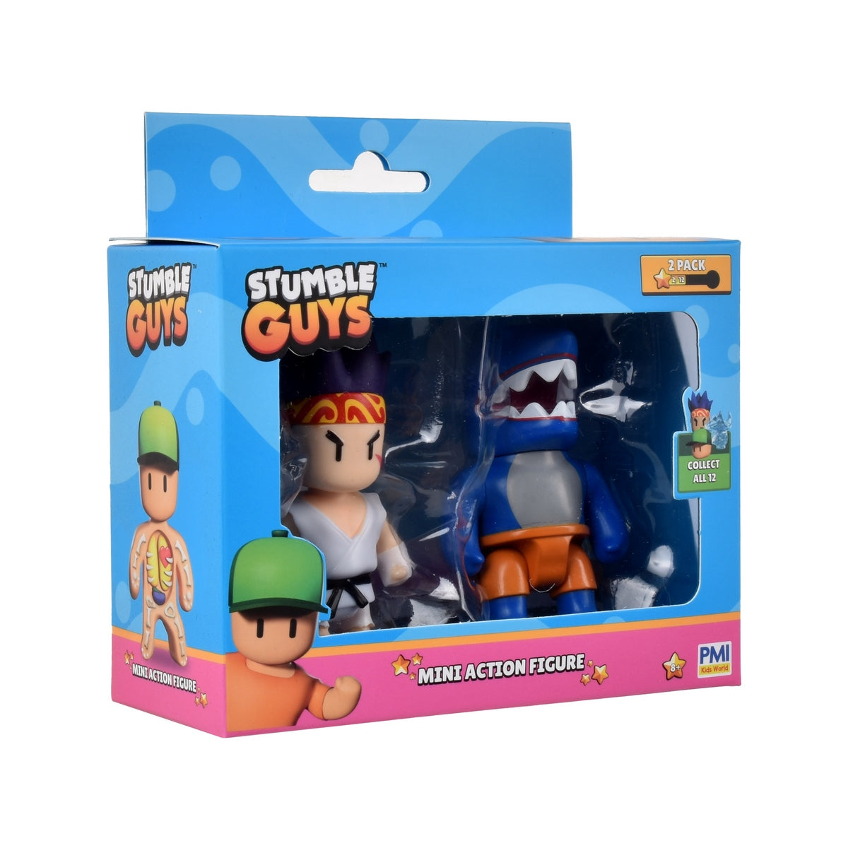 Pack 2 Figuras 8 Cms Articuladas Stumble Guys - Sensei Firefist And Megalodon
