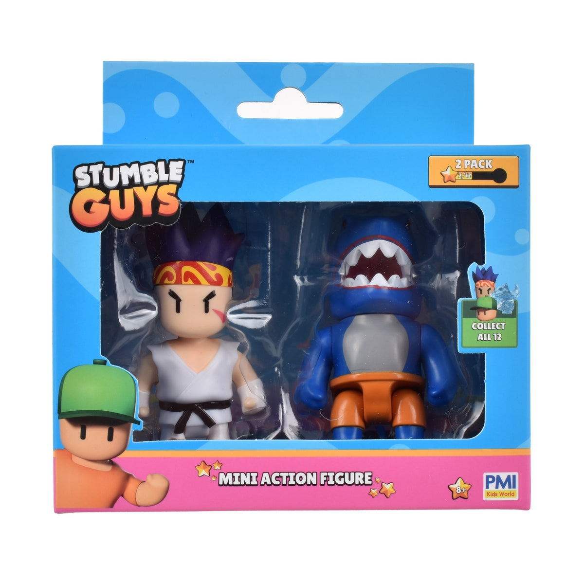 Pack 2 Figuras 8 Cms Articuladas Stumble Guys - Sensei Firefist And Megalodon