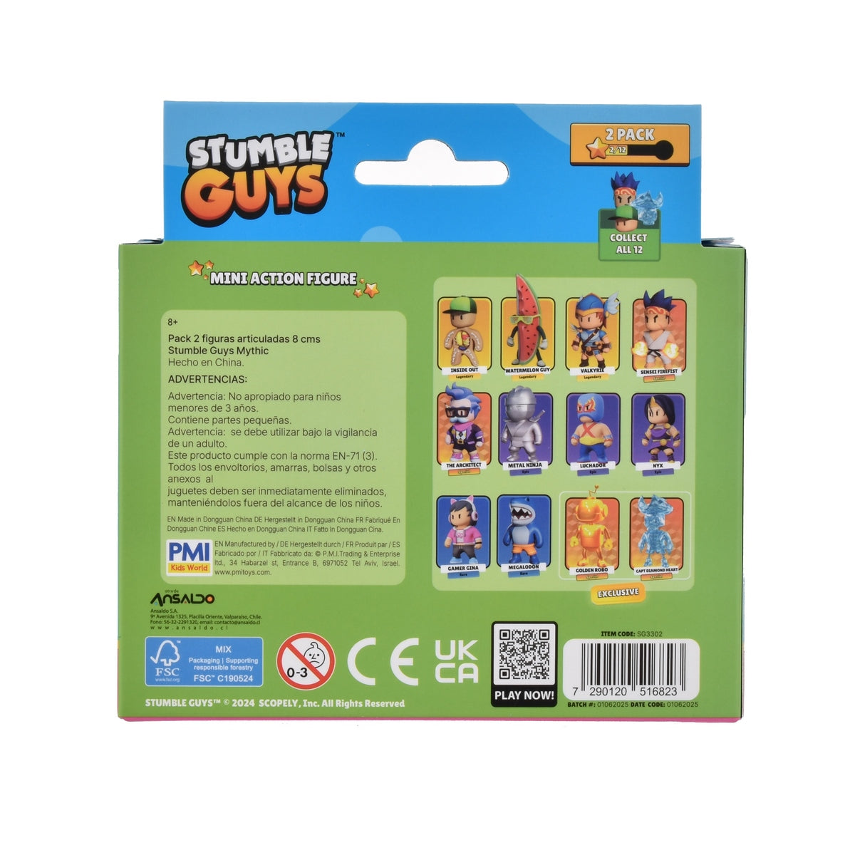 Pack 2 Figuras 8 Cms Articuladas Stumble Guys - Sensei Firefist And Megalodon