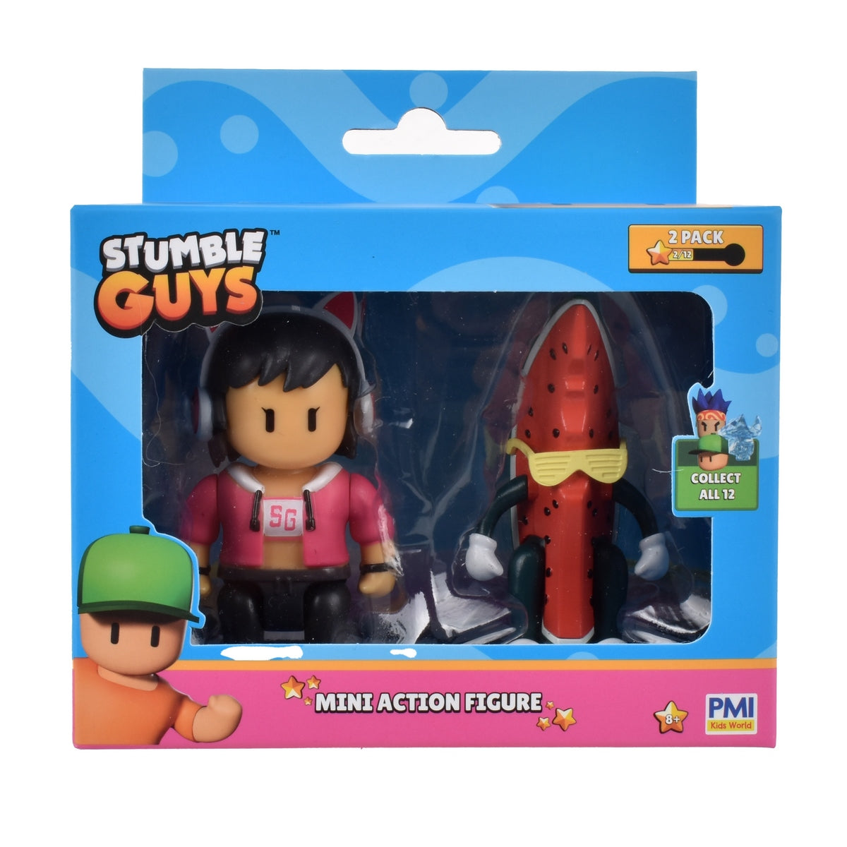 Pack 2 Figuras 8 Cms Articuladas Stumble Guys - Gamer Gina And Watermelon Guy