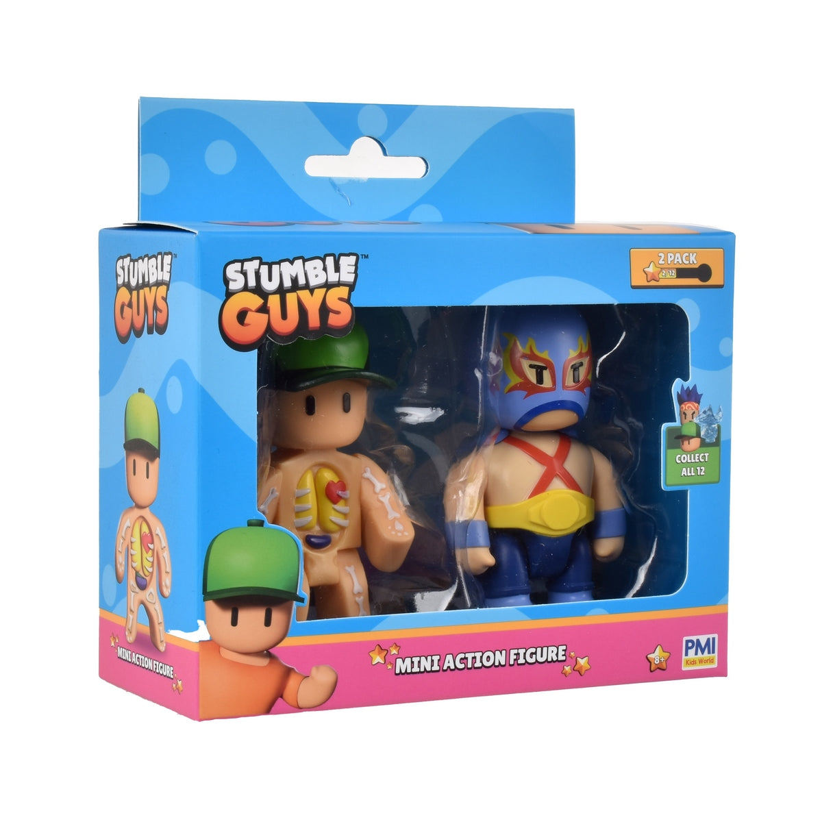 Pack 2 Figuras 8 Cms Articuladas Stumble Guys - Inside Out And Luchador