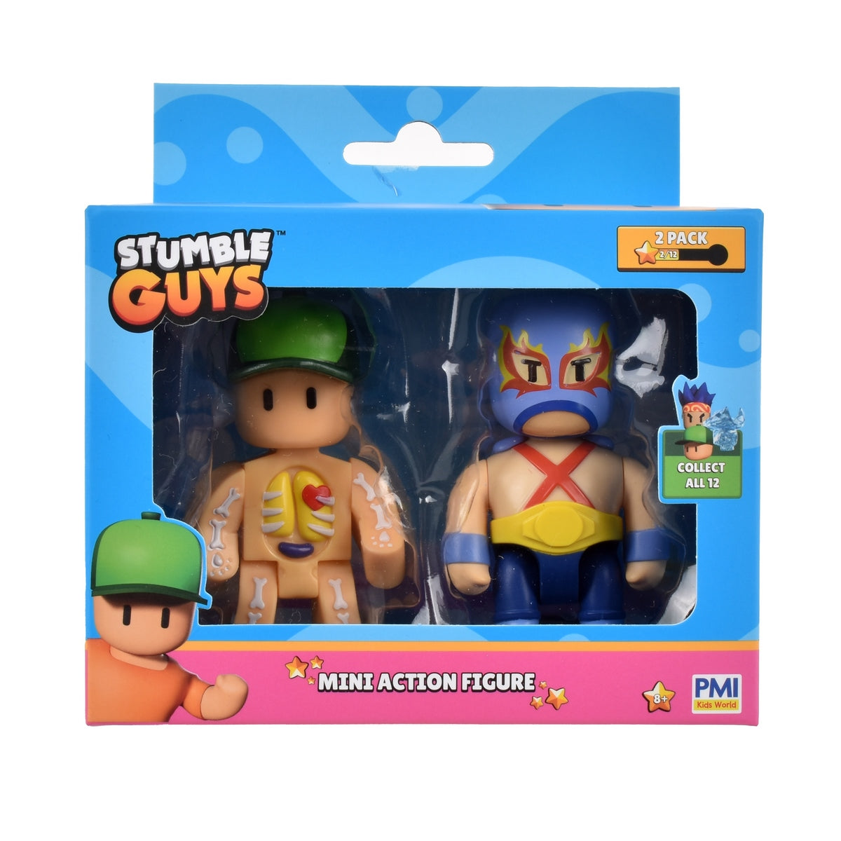 Pack 2 Figuras 8 Cms Articuladas Stumble Guys - Inside Out And Luchador