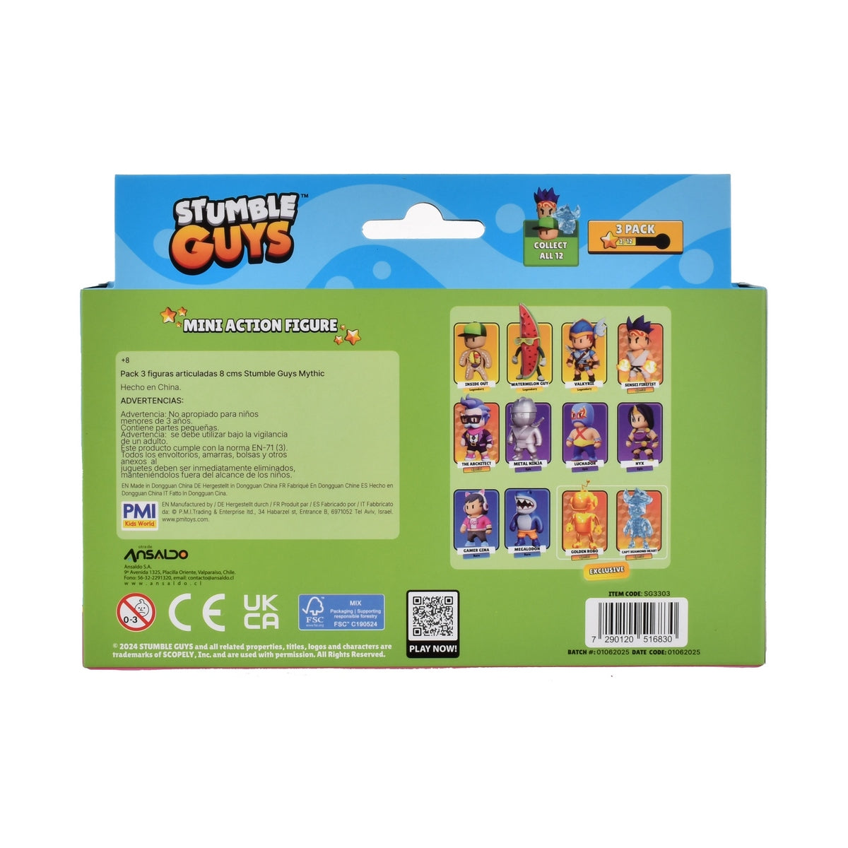 Pack 3 Figuras 8 Cms Articuladas Stumble Guys - Watermelon Guy